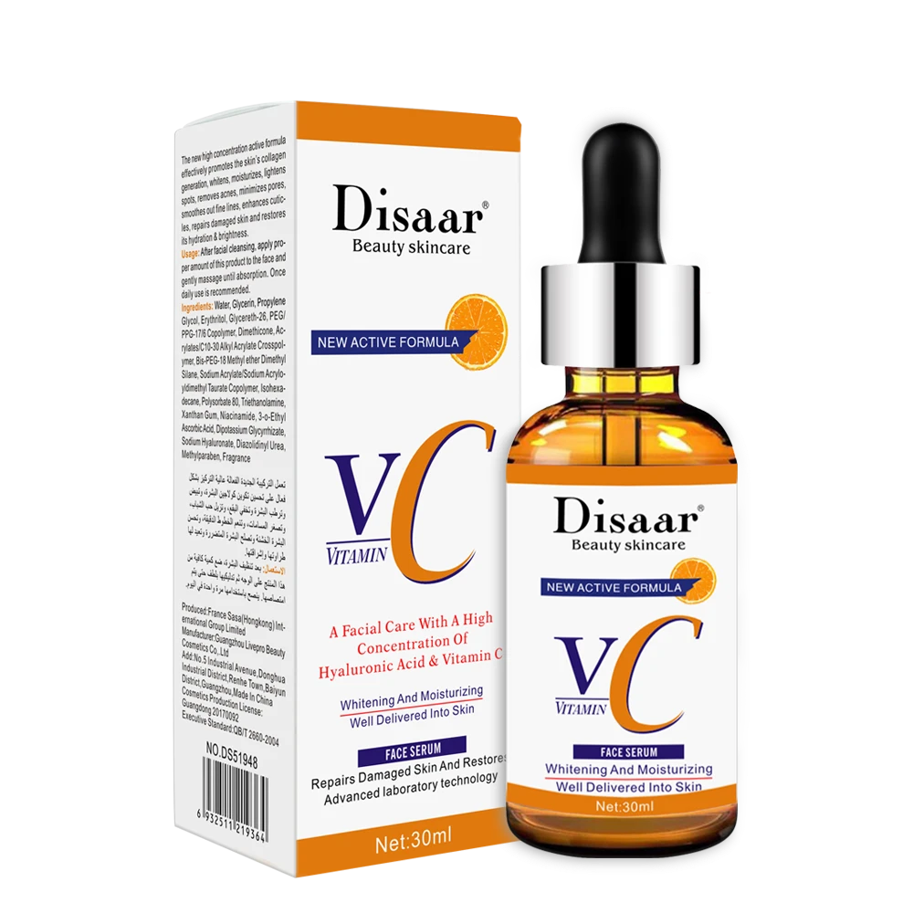Sérum Visage Pur Éclaircissant Bio Disaar à la Vitamine C et à l'Acide Hyaluronique pour les Soins de la Peau